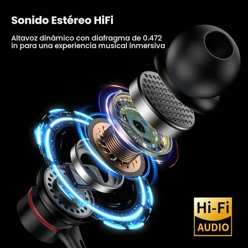 Vista 3 de MOSWAG Auriculares con cable con micrófono, auriculares intrauditivos
