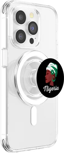 Vista 3 de African Nigerian Girl Mom Patriotic Nigeria Pride Flag PopSockets MagSafe PopGrip for iPhone