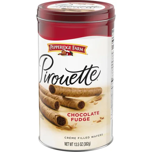 Vista 9 de Pepperidge Farm Pirouette Galletas, Obleas rellenas con créme de chocolate y turrón, 13.5 onzas en lata