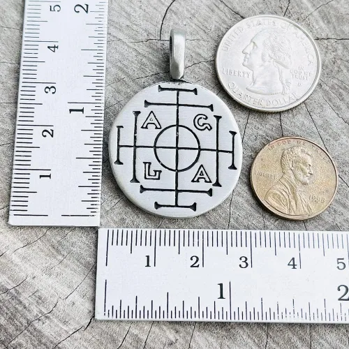 Vista 4 de Joyería judía del judaísmo AGLA Atah Gibor Le-olam Adonai - Collar con colgante de peltre plateado para hombre, amuleto de protección, amuleto