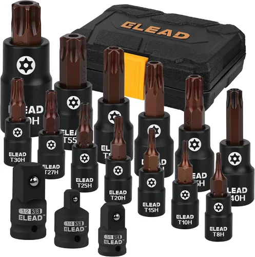 Vista 9 de Juego de extensión de enchufe de impacto de 18 piezas: barra de extensión de enchufe de accionamiento de 1/4", 3/8" y 1/2", juego de adaptadores