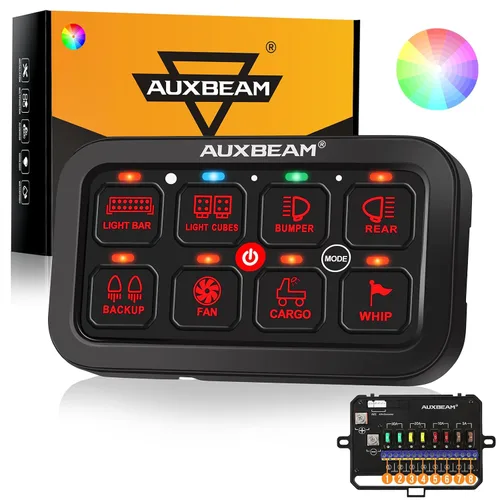 Vista 10 de Auxbeam Panel de interruptor de 6 bandas BC60 Sistema de relé de control de circuito universal, interruptor LED regulable automático, panel