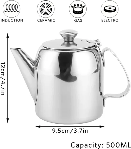 Vista 5 de Tetera de acero inoxidable, boquilla corta, cafetera de café con leche para preparar bebidas frías para restaurantes, salas de conferencias, sala