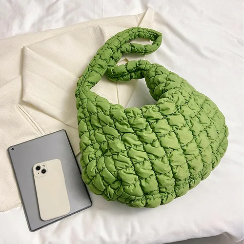 Vista 3 de Bolsa acolchada para mujer, bolsa de hombro acolchada, bolso grande tipo hobo ligero, de nailon acolchado