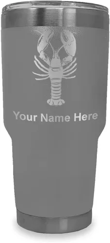 Vista 39 de LaserGram Vaso aislado al vacío de 20 onzas, langosta, grabado personalizado incluido (negro)