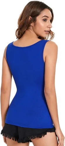 Vista 2 de Verdusa Camiseta básica sin mangas con cuello cuadrado casual para mujer