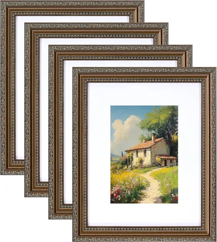 Vista 11 de eletecpro 8x10 Vintage Picture Frame, Glass Cover, Gold, 4-Pack Dorado