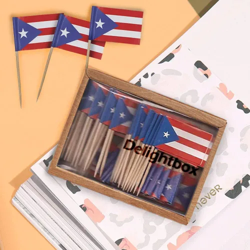 Vista 6 de DelightBox 2 Cajas Mini Banderas de Palillo de Dientes (Puerto Rico)