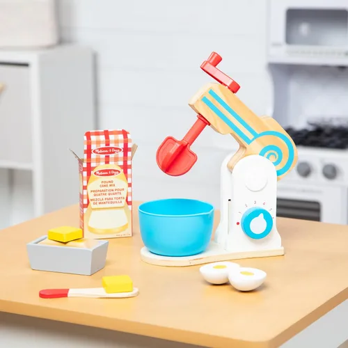Vista 9 de Juego de batidor de madera para tortas de Melissa & Doug, 11 piezas, accesorios de comida y cocina, individual, Multicolor