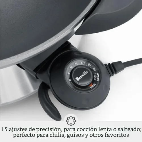 Vista 5 de Breville BEW600XL Hot Wok, 6 Cuartos, Acero Inoxidable Cepillado