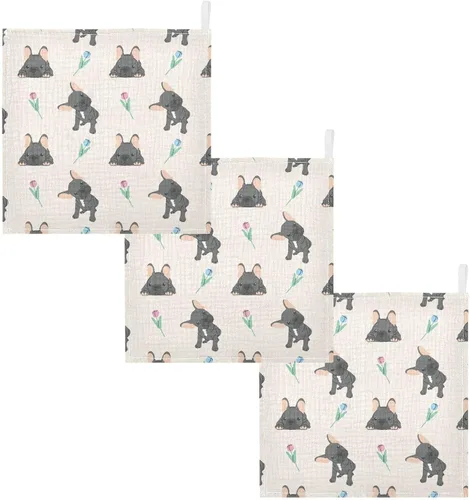 Vista 7 de Toallas de algodón para bebé, toallas de baño unisex para recién nacidos, toallitas naturales para piel delicada, 11.8 x 11.8 pulgadas, paquete de 5