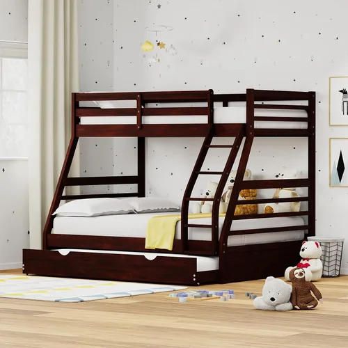 Vista 13 de Glenwillow Home Litera Plana de madera maciza individual sobre cama matrimonial, color espresso