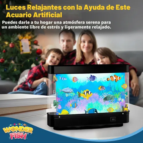 Vista 3 de Pecera Artificial de Juguete Océano Virtual - Mini Acuario de Escritorio de Oficina, Lámpara de Movimiento con Luz Nocturna, Regalo Divertido