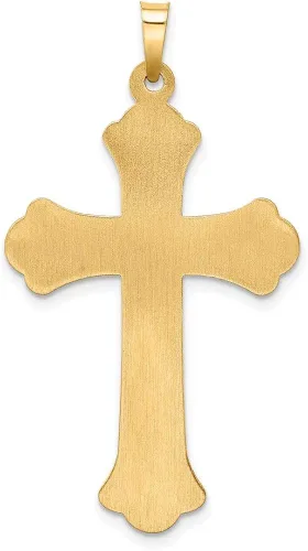 Vista 3 de Crucifijo de flor de lis de 14 quilates, dos tonos, pulido, estilo XR1858