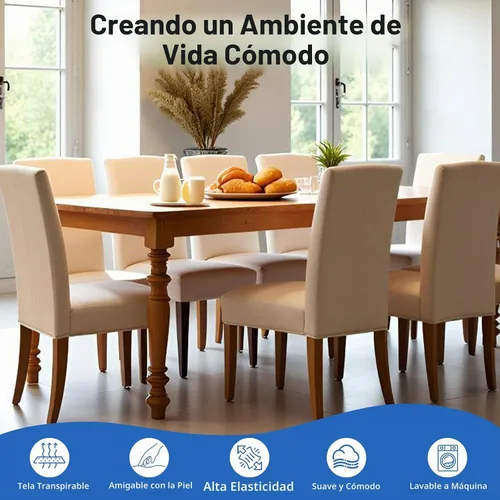 Vista 2 de Dioxide Fundas de Silla de Alto Estirar para Sillas de Comedor, Juego de Fundas de Silla de Comedor Lavables de 4, Fundas de Asiento de Silla