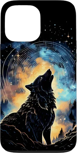 Vista 24 de Howling Wolf Space Galaxy Stars Wolves Animal Case for iPhone 17