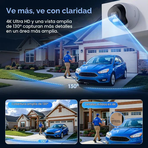 Vista 5 de Sistema de cámara de torreta PoE 4K, carcasa metálica, NVR HDD de 2 Blanco suave