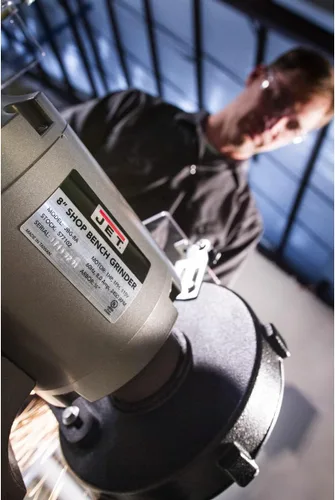 Vista 8 de JET Amoladora de banco de 8 pulgadas con rueda de alambre, 3450 RPM, 1 HP, 115V 1Ph (JBG-8W)