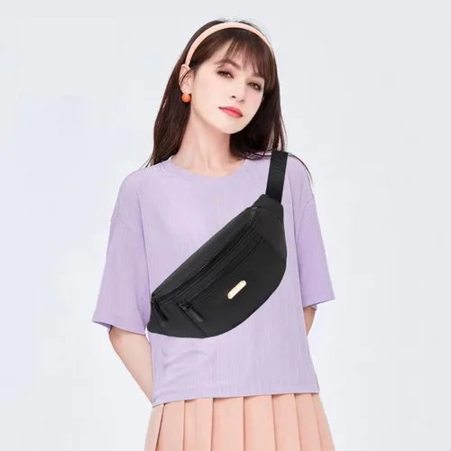 Vista 9 de Riñonera para mujer, bolsa de cintura de moda con correa ajustable para viajes, deportes y correr, Negro, talla única