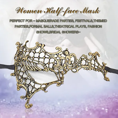 Vista 3 de Máscara de mascarada para mujer, máscara de encaje para Halloween, carnaval, fiesta, disfraz de baile