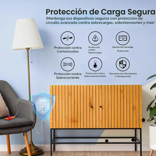 Vista 3 de Geeni Current Tomacorriente Wi-Fi Inteligente con 2 Puertos USB de Carga Rápida (20W USB-C PD y Carga Rápida USB-A), Control de Voz, No Requiere