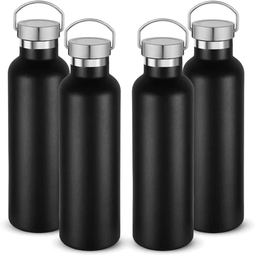 Vista 25 de Volhoply 24 onzas Botella de agua aislada con boca estándar con tapa de combinación de plástico y acero inoxidable, botellas de agua de 304 18/8