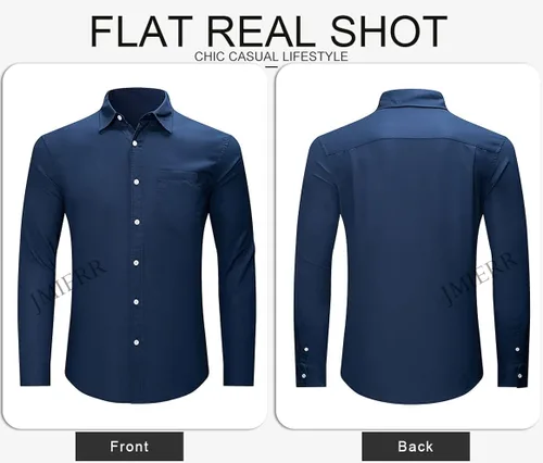 Vista 9 de JMIERR Camisa de vestir de manga larga con botones y lino de algodón para hombre