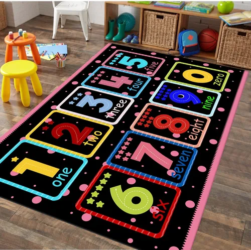 Vista 10 de Alfombra de números para niños, 3 x 4 pies, alfombra de área de aprendizaje educativa de números y formas, alfombra colorida de retazos para jugar