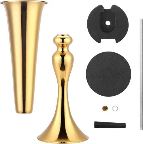 Vista 6 de 4 jarrones de metal dorado de 22.5 pulgadas de alto para centros de mesa de boda