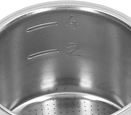 Vista 7 de Cesta de filtro poroso, recipiente de filtro de café en polvo de acero inoxidable para 4 tazas, colador de doble pared extraíble para mango de 2.008