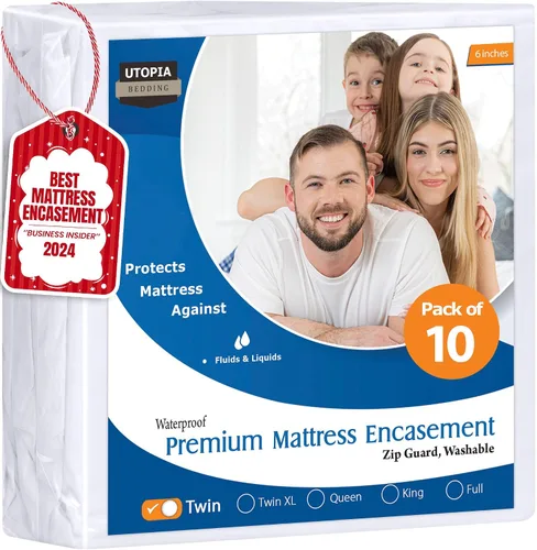 Vista 35 de Utopia Bedding Funda de colchón impermeable de alta calidad, protector de colchón individual con cremallera, 6 pulgadas de profundidad, a prueba