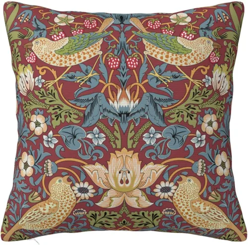 Vista 9 de Fundas de almohada William Morris diseño Strawberry Thief, fundas de almohada decorativas suaves para exteriores, fundas de almohada para decoración