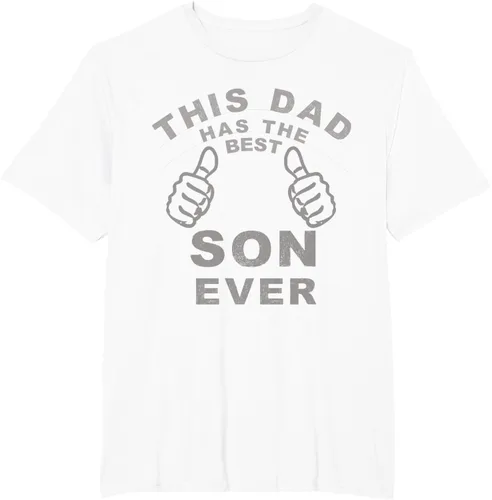 Vista 12 de Camiseta con texto en inglés "This Dad Has the Best Son Ever", regalo del día del padre, Negro