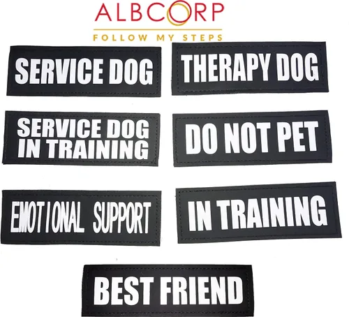 Vista 2 de Albcorp Parches reflectantes para perros con gancho para chalecos de perro de servicio, arneses de animales de terapia, chaquetas para entrenamiento