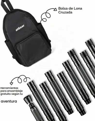 Vista 5 de aiGear G3 Tactical Hiking Stick, 5-8 Tube Staff with Multi-Tool