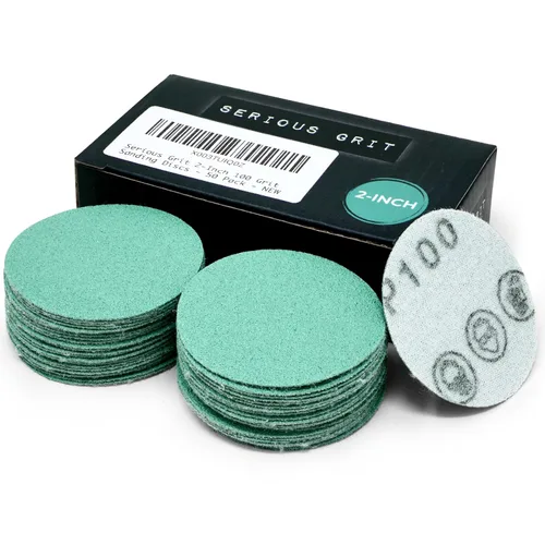 Vista 7 de Serious Grit - Discos de lijado de grano 80 de 2 pulgadas - Discos de película de gancho y bucle de alta resistencia - Papel de lija para torneado