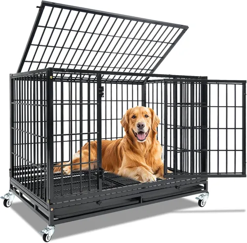 Vista 16 de Jaulas de dos niveles de 30 pulgadas para perros pequeños, jaula para perros de tamaño mediano para 2 perros, jaula resistente para perros, perreras