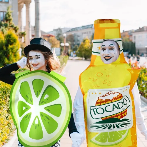 Vista 6 de HooLing 2 Pcs Couples Halloween Costumes for Adults Tequila Bottle and Lime Slice Couple's Costume Drink Suit Outfits