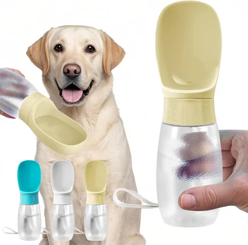 Vista 11 de Kalimdor Botella de agua para perros, dispensador de agua portátil de 12 onzas a prueba de fugas para cachorros con alimentador para mascotas