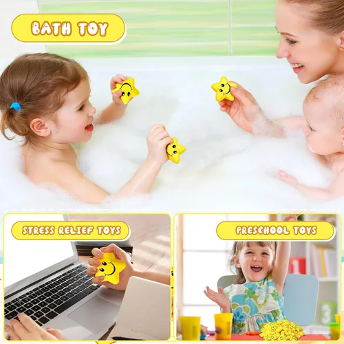 Vista 2 de Jerify 60 unidades de bolas de estrés con forma de sonrisa de estrella para niños, mini bolas de espuma a granel, juguetes para aliviar el estrés