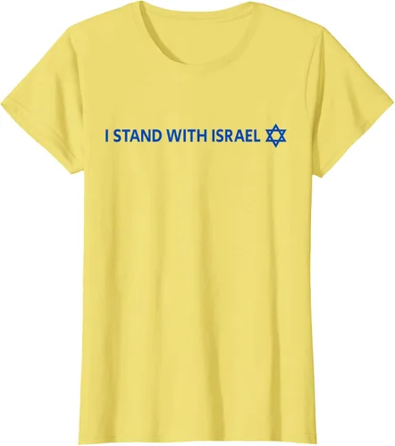 Vista 25 de I Stand With Israel Camiseta de la estrella judía de David de la bandera israelí, Blanco