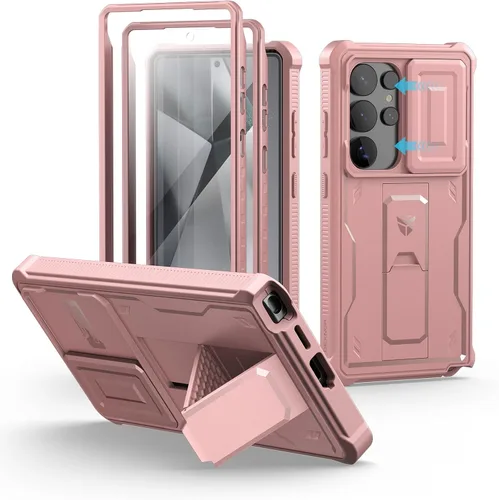 Vista 21 de Dexnor Funda para Samsung Galaxy S24 con Cubierta Deslizante Integrada para Cámara y Protector de Pantalla y Soporte, Funda Resistente a los Golpes