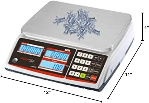 Vista 7 de VisionTechShop TVC-6 Báscula de conteo para piezas y monedas, Lb/Kg conmutable, capacidad de 6 libras, legibilidad de 0.0002 libras