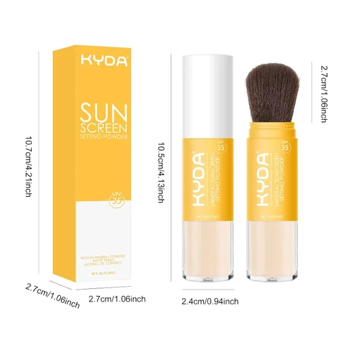 Vista 11 de KYDA Protector solar mineral en polvo para rostro y cuero cabelludo, protector solar SPF 35 para el cuero cabelludo, protector solar