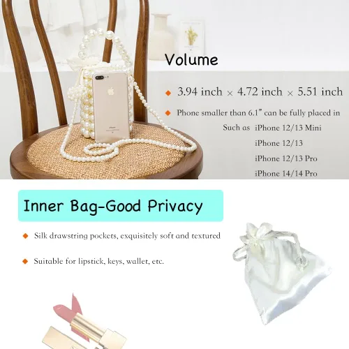 Vista 4 de Bolso bandolera de mano multicolor con cuentas de mano para mujer