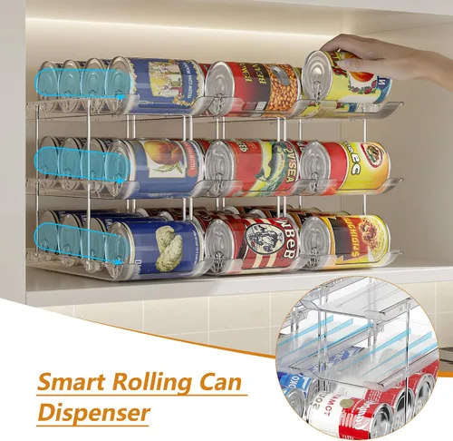 Vista 2 de LXLXXL Organizador de Latas para Despensa de 6 Niveles * 3 Organizador Automático Giratorio Transparente para Alimentos enlatados Organizador