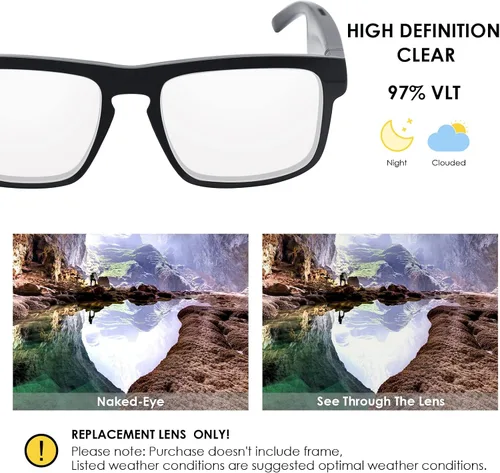 Vista 3 de BLAZERBUCK Lentes de repuesto de policarbonato para gafas de sol BOSE Tenor BMD0010 - HD transparente anti-luz azul