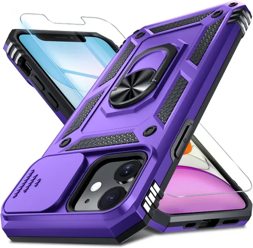 Vista 131 de Janmitta Funda para iPhone 8 Plus/7 Plus/6 Plus, Cubierta de Teléfono con Cubierta Deslizante Integrada para Lente de Cámara + Protector