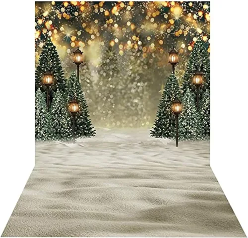 Vista 7 de Mocsicka Fondo de paisaje de bosque de invierno nevado, árbol de pino de Navidad con puntos de halo para fotografía, fondo de invierno, bosque