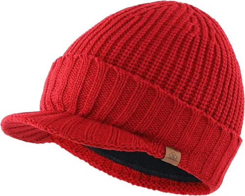 Vista 14 de Home Prefer - Gorro de invierno para hombre de punto grueso con visera, gorro tipo newsboy
